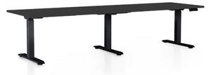 Výškově nastavitelný stůl OfficeTech Long, 260 x 80 cm, černá podnož, černá