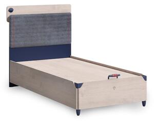 Velká postel s úložným prostorem 120x200cm Lincoln - dub/tmavě modrá