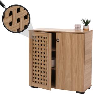 Komoda HWC-N87, píborník píborník, 3D proutný design 2 dvíka 3 úloné prostory soft-close, 82x80x37cm hndá