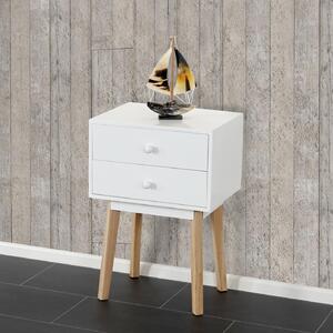 Komoda Malmö T271, noní stolek, retro design 59x40x30cm zásuvka bílá