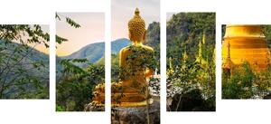 5-dílný obraz pohled na zlatého Budhu Varianta: 100x50