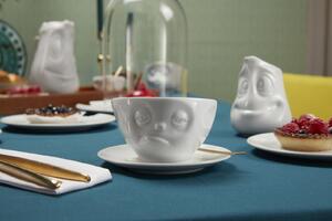 Podřimující šálek a podšálek na kávu, cappuccino, čaj 200 ml, 58products (bílý porcelán)