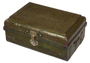 Plechový kufr, staré příruční zavazadlo, 61x41x26cm