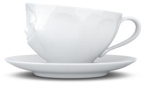 Šťastný šálek a podšálek na kávu, cappuccino, čaj 200 ml, 58products (bílý porcelán)