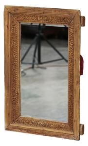 Zrcadlo v rámu z teakového dřeva, ruční řezby, 82x8x121cm