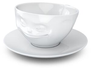 Smějící se šálek a podšálek na kávu, cappuccino, čaj 200 ml, 58products (bílý porcelán)