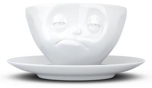 Podřimující šálek a podšálek na kávu, cappuccino, čaj 200 ml, 58products (bílý porcelán)