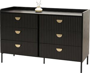 Komoda HWC-O39, skíka s vysokou deskou, 6 zásuvek melamin MDF 80x120x44cm vzhled deva erná