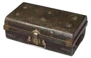 Plechový kufr, staré příruční zavazadlo, 62x38x22cm