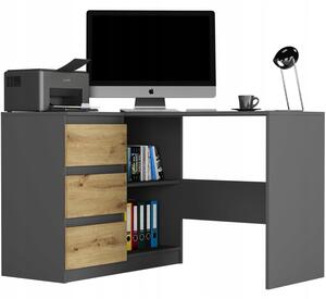 Rohový PC stolek Nolmir (antracit + artisan) (L)