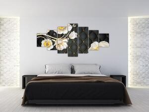 Obraz bílých květů růží (210x100 cm)