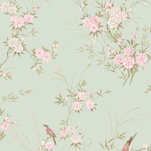 Vliesová tapeta na zeď, zelená, květiny, ptáčci, 125120, Shabby Chic by Rachel Ashwell