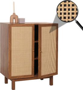 Highboard HWC-M51, komoda skíka píborník, úloné prostory, Kubu ratan 98x79x42cm oechový vzhled