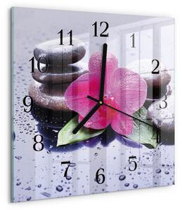 Skleněné hodiny na stěnu Orchidej zskc-30x30-00178091