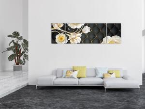 Obraz bílých květů růží (170x50 cm)