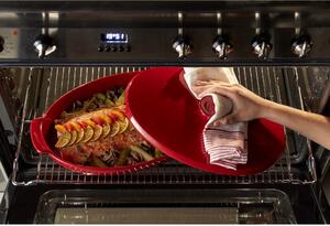 Velká papilotová miska s poklicí na pečení nejen ryby 41x24cm Emile Henry (Barva-červená granátová)