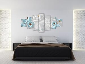 Obraz - 3D modré květy (210x100 cm)