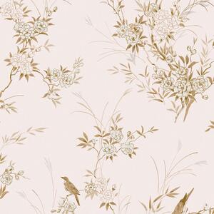 Vliesová tapeta na zeď, růžová, květiny, ptáčci, 125122, Shabby Chic by Rachel Ashwell