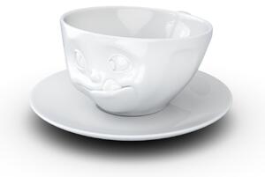 Mlsný šálek a podšálek na kávu, cappuccino, čaj 200 ml, 58products (bílý porcelán)