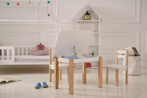 Vingo Dětský stolek otevírací se dvěma přihrádkami bílo-přírodní