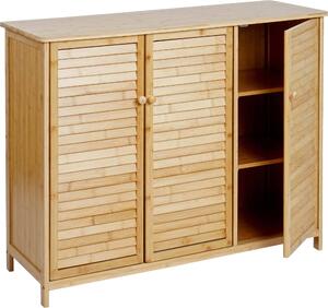 Píborník HWC-B18, skíová komoda, 3 dvíka bambus 81x97x34cm