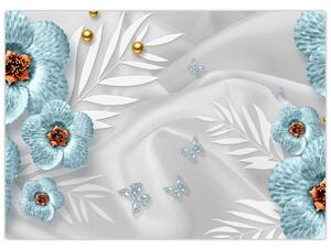 Obraz - 3D modré květy (70x50 cm)