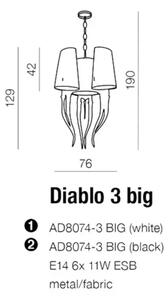 Kovový lustr Diablo 3 Big bílé