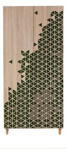 Hanah Home Šatní skříň Kikos III 90 cm dub sonoma/zelená