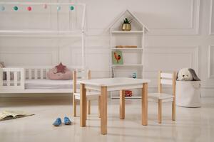 Vingo Dětský stolek a dvě židličky s přihrádkami v bílo-přírodní odstínu