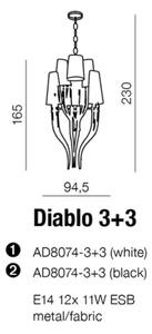 Kovový lustr Diablo 3+3 černé