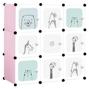 SUPPLIES TOYS dětská modulární skříň, organizér na hračky a oblečení 9x poliček - růžová barva
