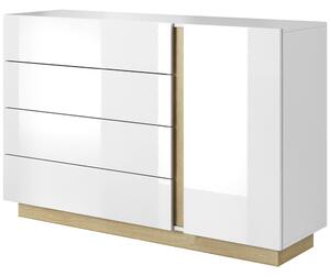 ARCO | komoda 138 D4S | 138,2 cm | PUSH OPEN | bílá mat/lesk/dub grandson