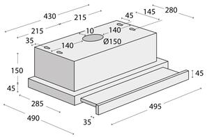 Concept OPV3150bc - Výsuvná digestoř 49,5 cm černá