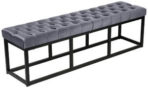 Lavice Polson - samet, černá 150 cm - Šedá
