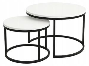 Kávový stolek APM SOFT LOFT SET kulatý 70 x 70 x 46 cm bílý, černý