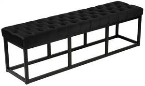 Lavice Polson - samet, černá 150 cm - Černá