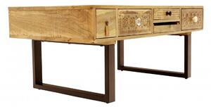 Konferenční stolek Manu s kovovýma nohama 110x45x60 z mangového dřeva