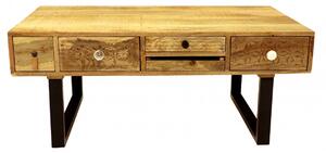 Konferenční stolek Manu s kovovýma nohama 110x45x60 z mangového dřeva