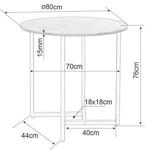 Kulatý jídelní stůl ALTO II 80 cm, dekor bílý mramor