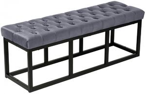 Lavice Polson - samet, černá 120 cm - Šedá