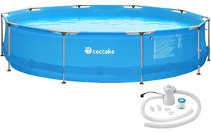 Tectake 402896 bazén kruhový s ocelovou konstrukcí a filtračním čerpadlem ø 360 x 76 cm - modrá