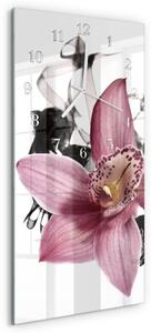 Skleněné hodiny vertikální Orchidej zsppb-30x60-00078800