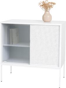 Komoda HWC-O90, skíový píborník highboard, prmyslové úloné prostory posuvné dveře kov 85x80x45cm bílá