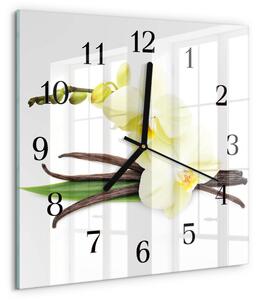 Skleněné hodiny na stěnu Vanilková orchidej zskc-30x30-00178198
