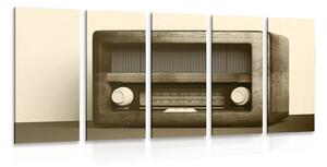 5-dílný obraz retro rádio v sépiové provedení Varianta: 100x50