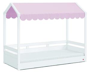 Domečková postel se stříškou Fairy II - bílá/růžová