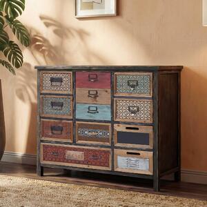 Lékárnická skíka HWC-A43, komoda, masivní jedlové dřevo vintage shabby vzhled 84x90x32cm