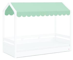 Domečková postel se stříškou a úložným prostorem Fairy II - dub světlý/zelená