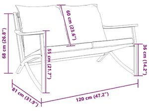 Zahradní lavice s poduškami 120 cm černá ocel