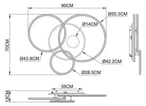 Globo 48466-54 - LED Stm stropní svítidlo INVERTINA 54W/230V 90x70 cm černá+DO